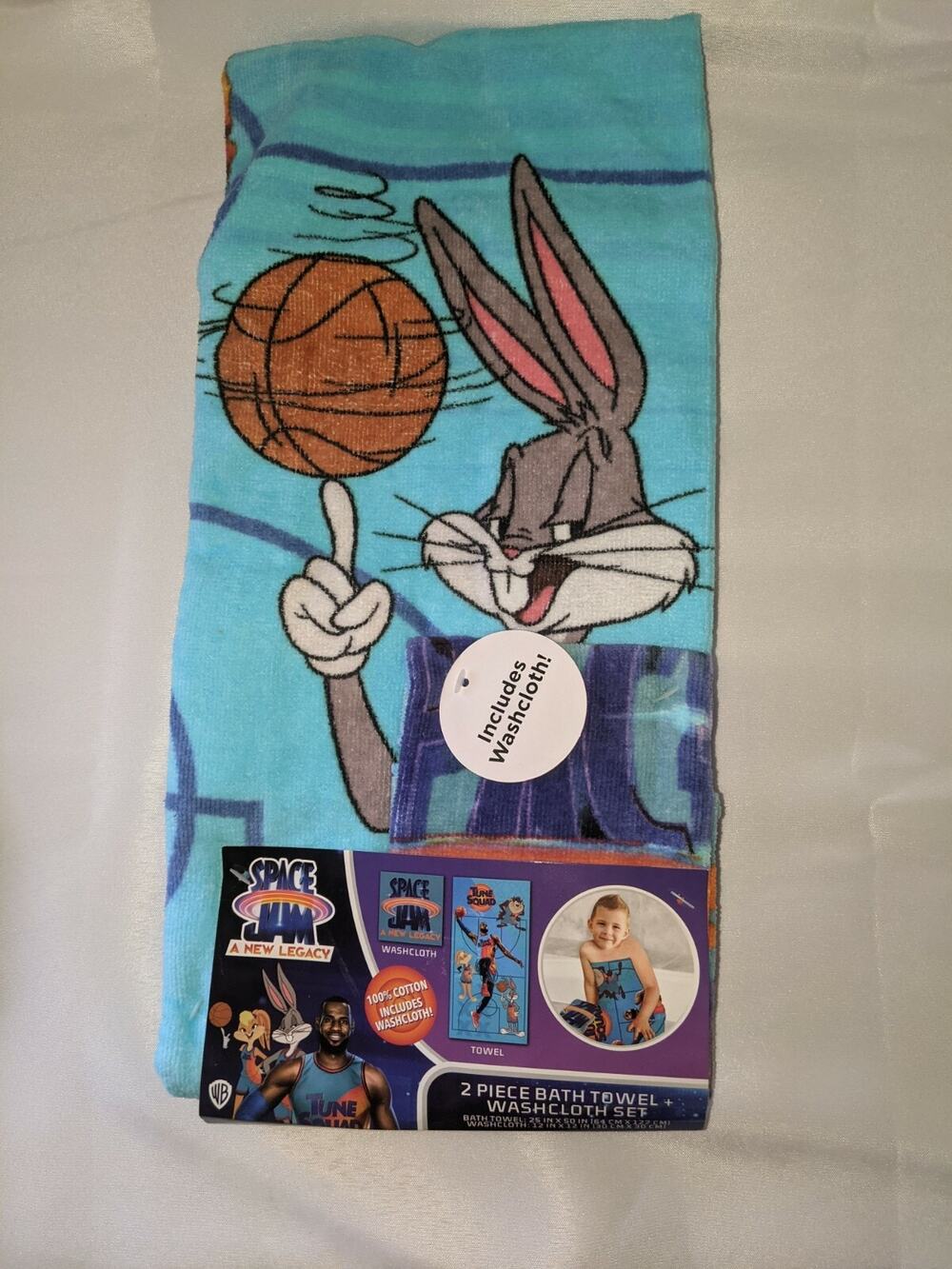 Space Jam Bath Towel and Wash Clothe Set Bugs Bunny Bath Set Shaq